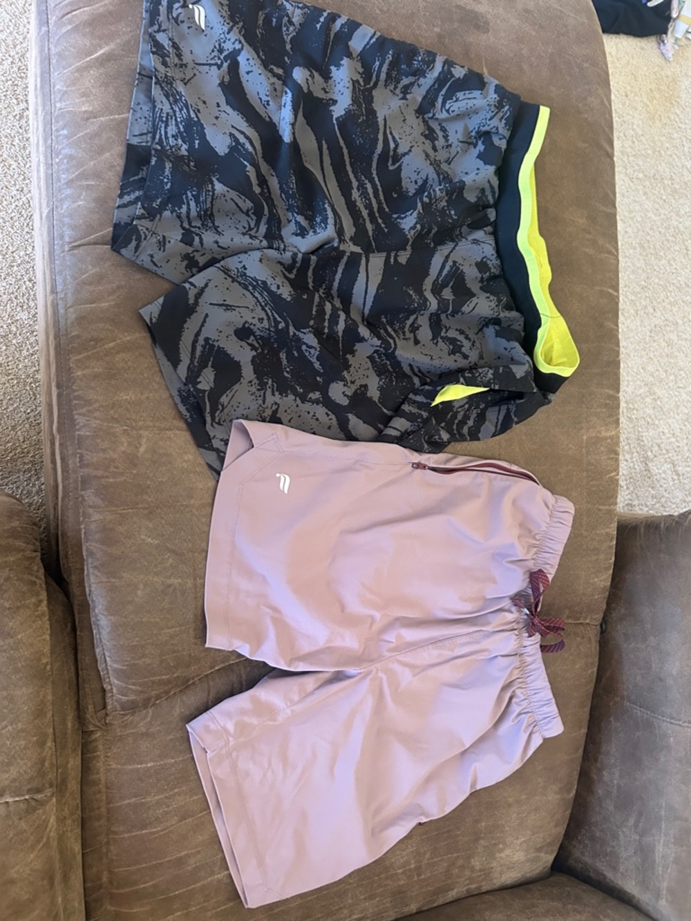 Men's Athletic Shorts - Black/Gray Camouflage & Mauve Two-Pack